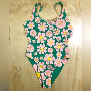 Roxy Jellybean Pop Surf Reversible one-piece floral swimsuit M NWT